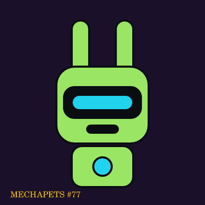 Mecha Bunny #77, neon lime with a plasma core